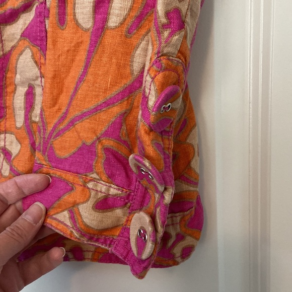 Focus 2000 women’s size 6 100% linen tan/pink/orange blazer, 3/4 length sleeves - Picture 5 of 6